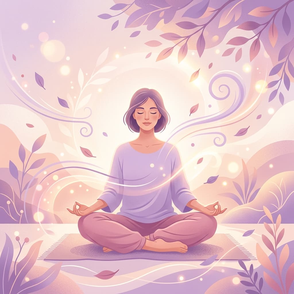 Tranquil illustration representing stress relief, anxiety support, and emotional strength